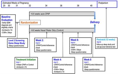 A Pilot Randomized-Controlled Trial on the Effect of CPAP Treatment on Glycemic Control in Gestational Diabetes: Study Design and Methods